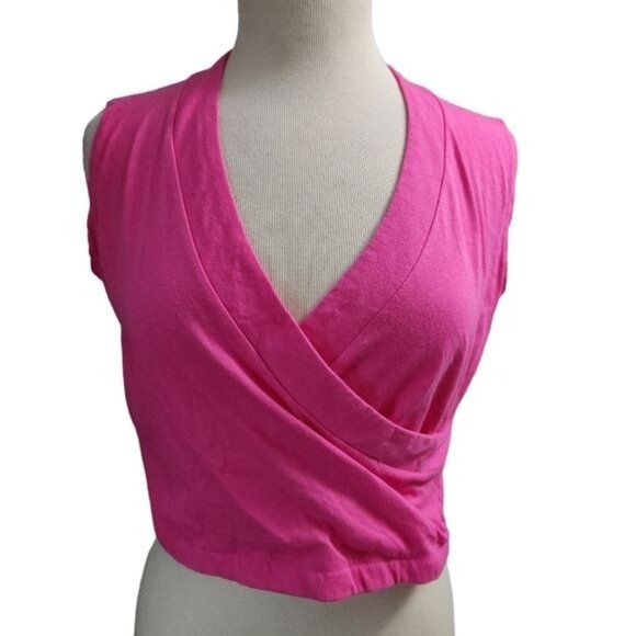 Vintage Tops - Vintage Idioms Medium Summer Pink Cropped Top Shirt